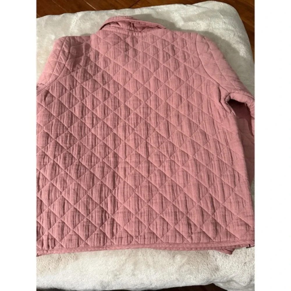 Quilted Heart Pocket‎ Gauze Jacket Dusty Rose Pink Button Down Size 12 girls